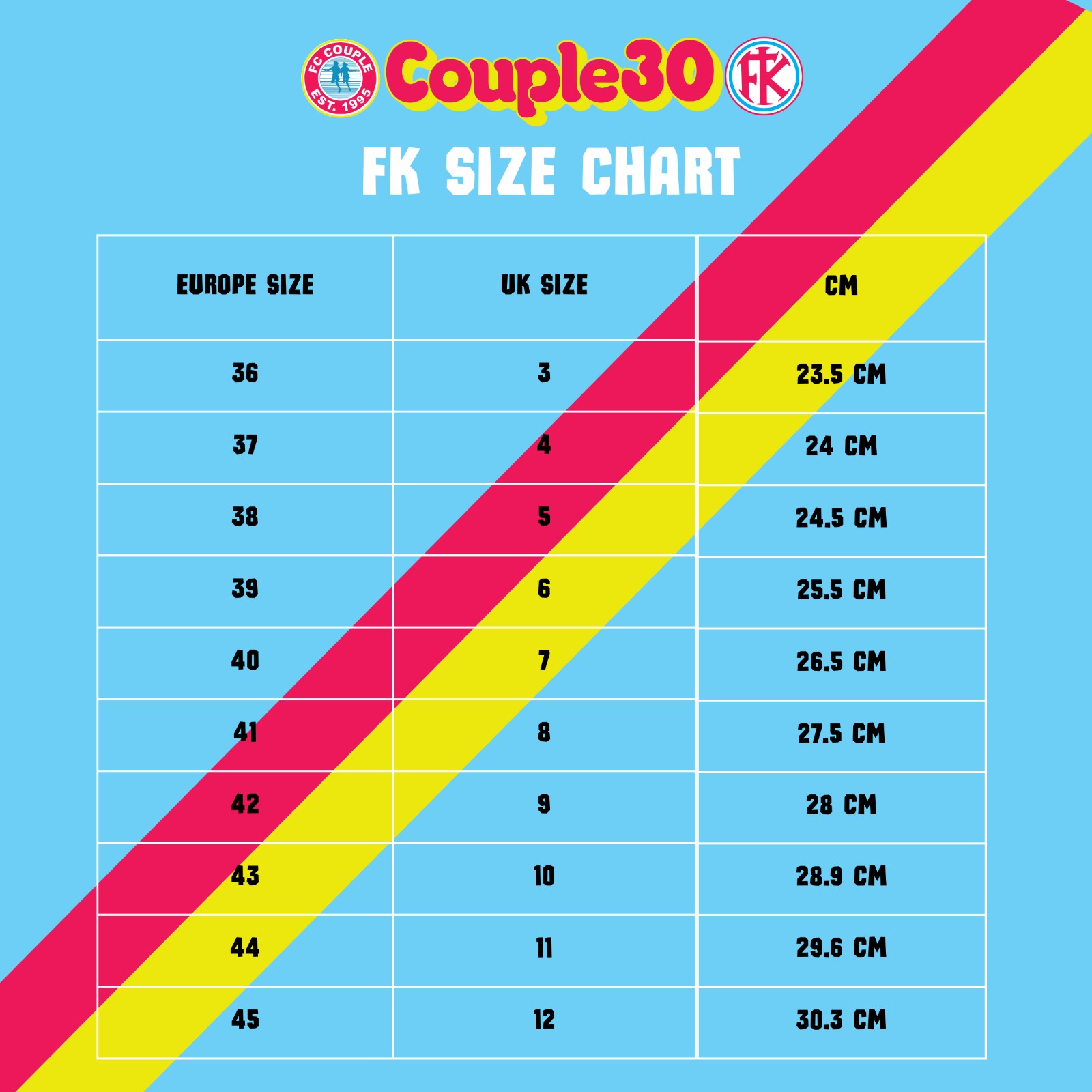 FK Couple30 FK Size Chart